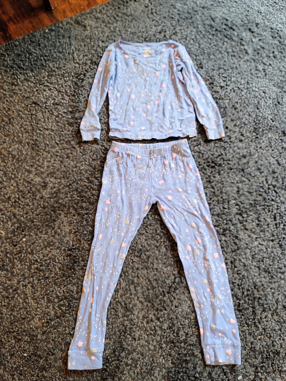 Kids Light Purple Star & Heart Pajama Set - Long Sleeve Top & Pants